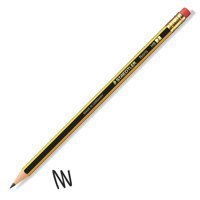 Staedtler Noris HB Pencil Rubber Tip Yellow/Black Barrel (Pack 12) - 122-HB