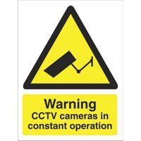 Seco Warning Safety Sign CCTV Cameras In Constant Operation Self Adhesive Vinyl 150 x 200mm - W0143SAV-150X200
