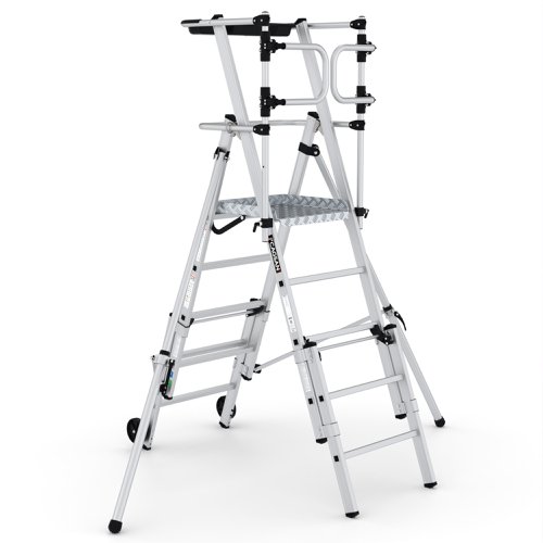 CLIMB-IT® FOLDING TELESCOPIC LARGE PLATFORM STEP with SAFETY GATES - 4+1 Tread CLIMB-IT® FOLDING TELESCOPIC LARGE PLATFORM STEP with SAFETY GATES - 4+1 Tread