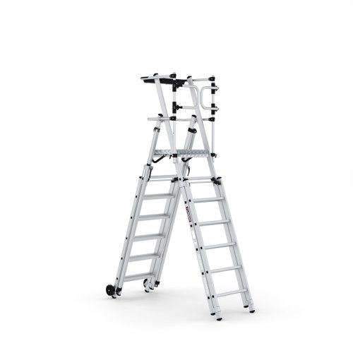 CLIMB-IT® FOLDING TELESCOPIC LARGE PLATFORM STEP with SAFETY GATES - 7+3 Tread CLIMB-IT® FOLDING TELESCOPIC LARGE PLATFORM STEP with SAFETY GATES - 7+3 Tread