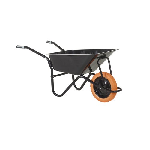 OLYMPUS WHEELBARROW - Black Frame, Black Pan, Orange Puncture Proof Wheel with Black Centre OLYMPUS WHEELBARROW - Black Frame, Black Pan, Orange Puncture Proof Wheel with Black Centre