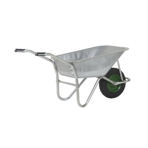 OLYMPUS WHEELBARROW - Galvanised Frame, Galvanised Pan, Pneumatic Wheel with Green Centre OLYMPUS WHEELBARROW - Galvanised Frame, Galvanised Pan, Pneumatic Wheel with Green Centre