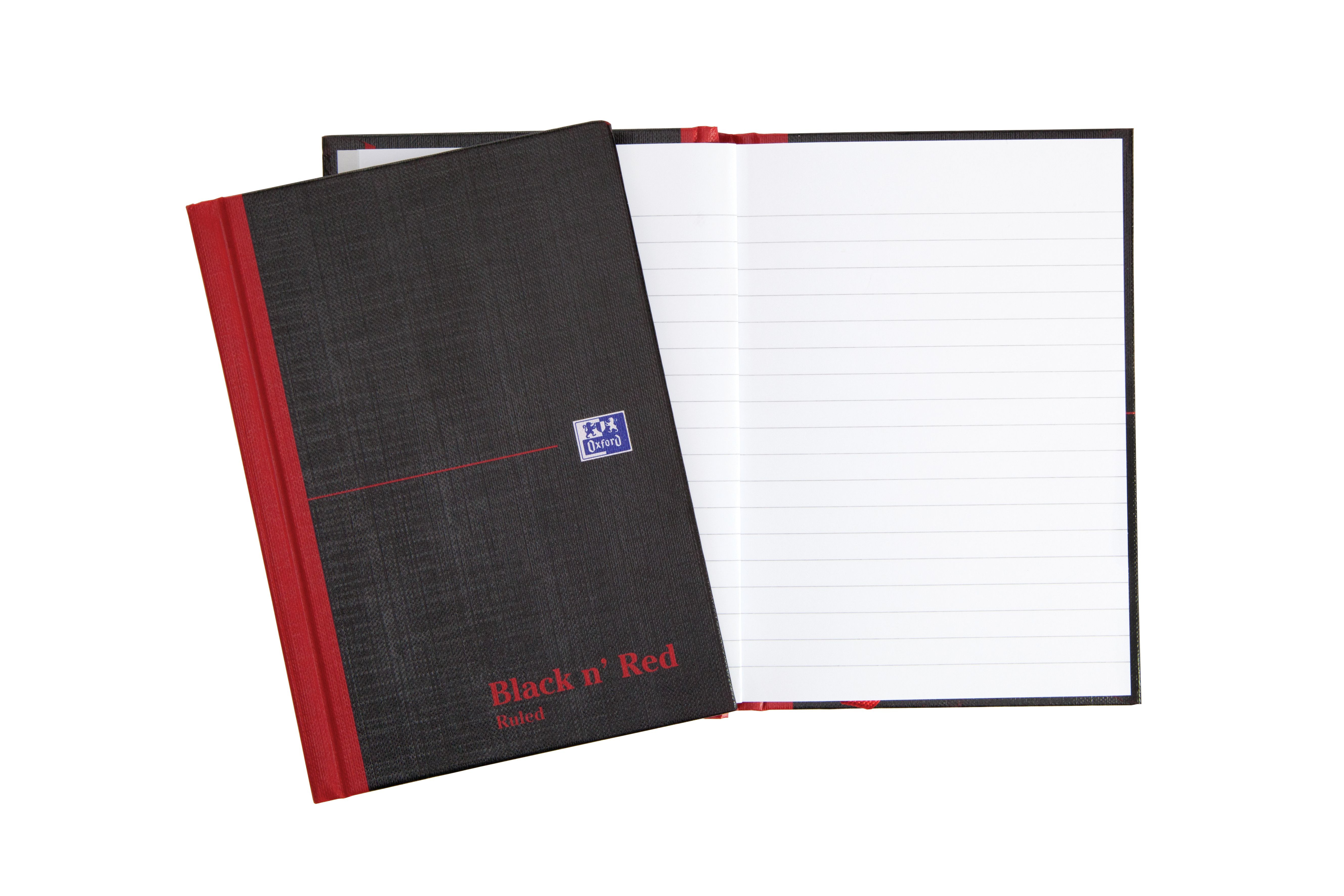 Black n Red A6 Casebound Hard Cover Notebook Ruled 192 Pages Black/Red (Pack 5)