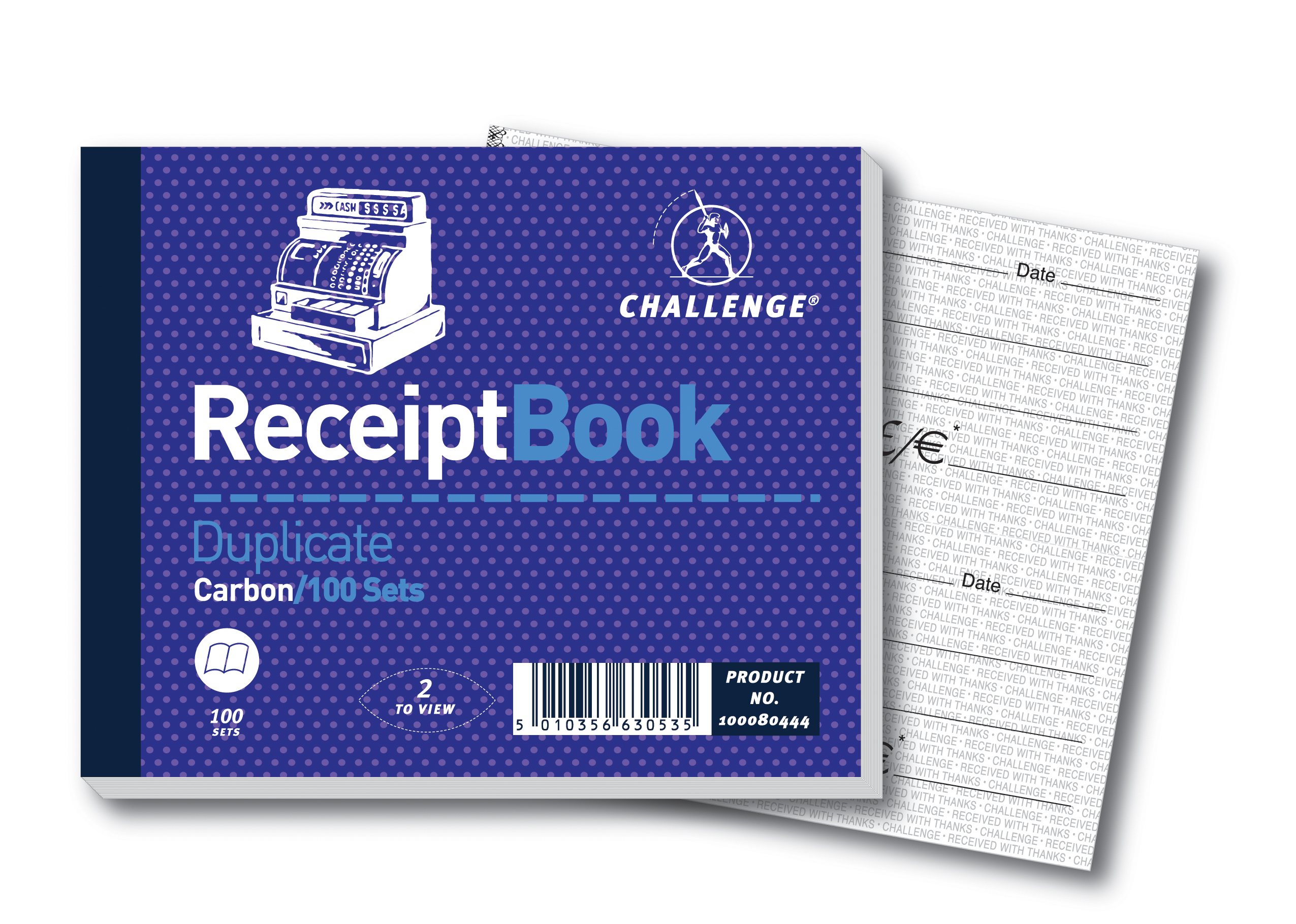 Challenge 105x130mm Duplicate Receipt Book Carbon Taped Cloth Binding 100 Sets (Pack 5)