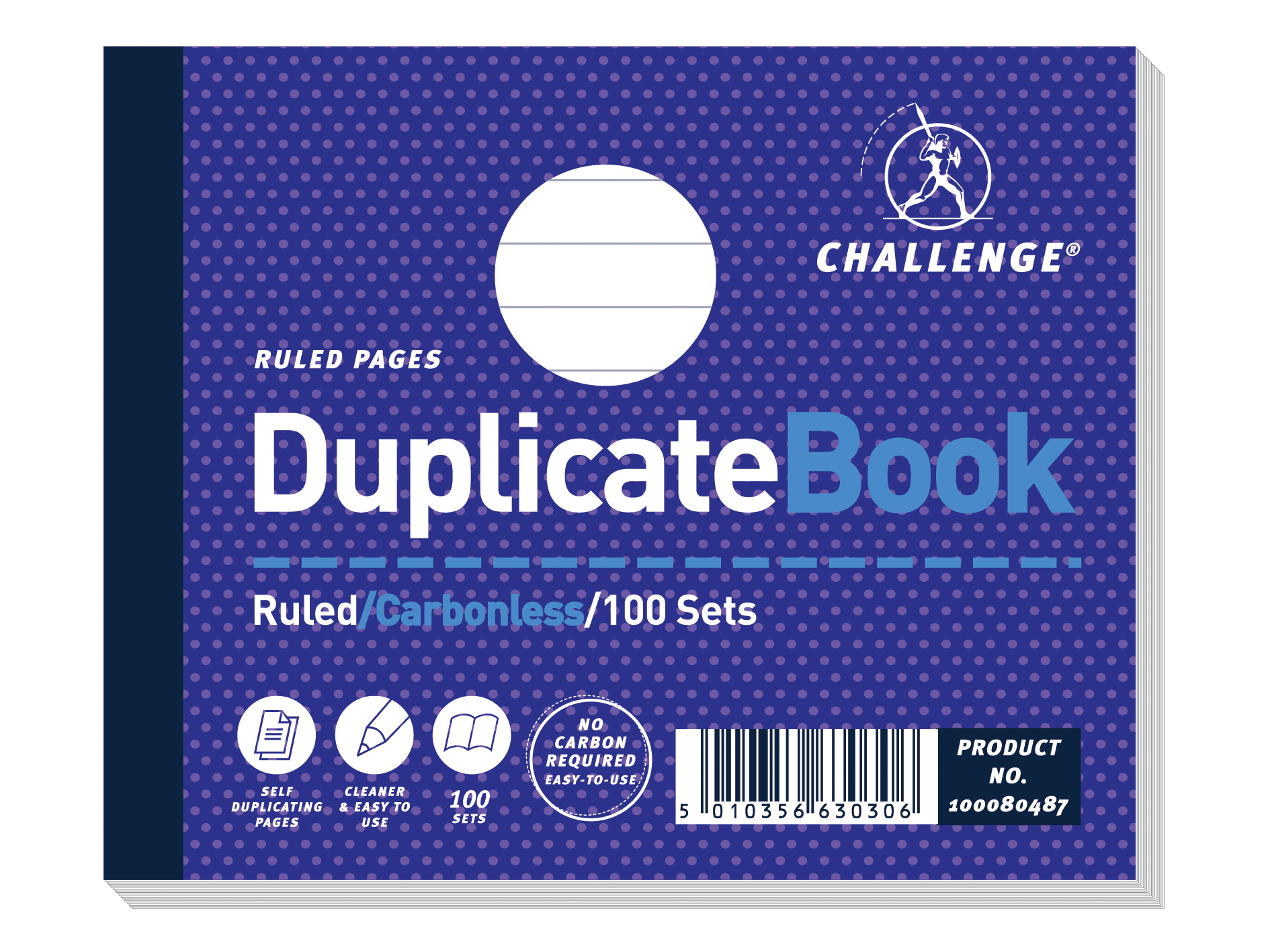 Challenge 105x130mm Duplicate Book Carbonless Ruled Taped Cloth Binding 100 Sets (Pack 5)