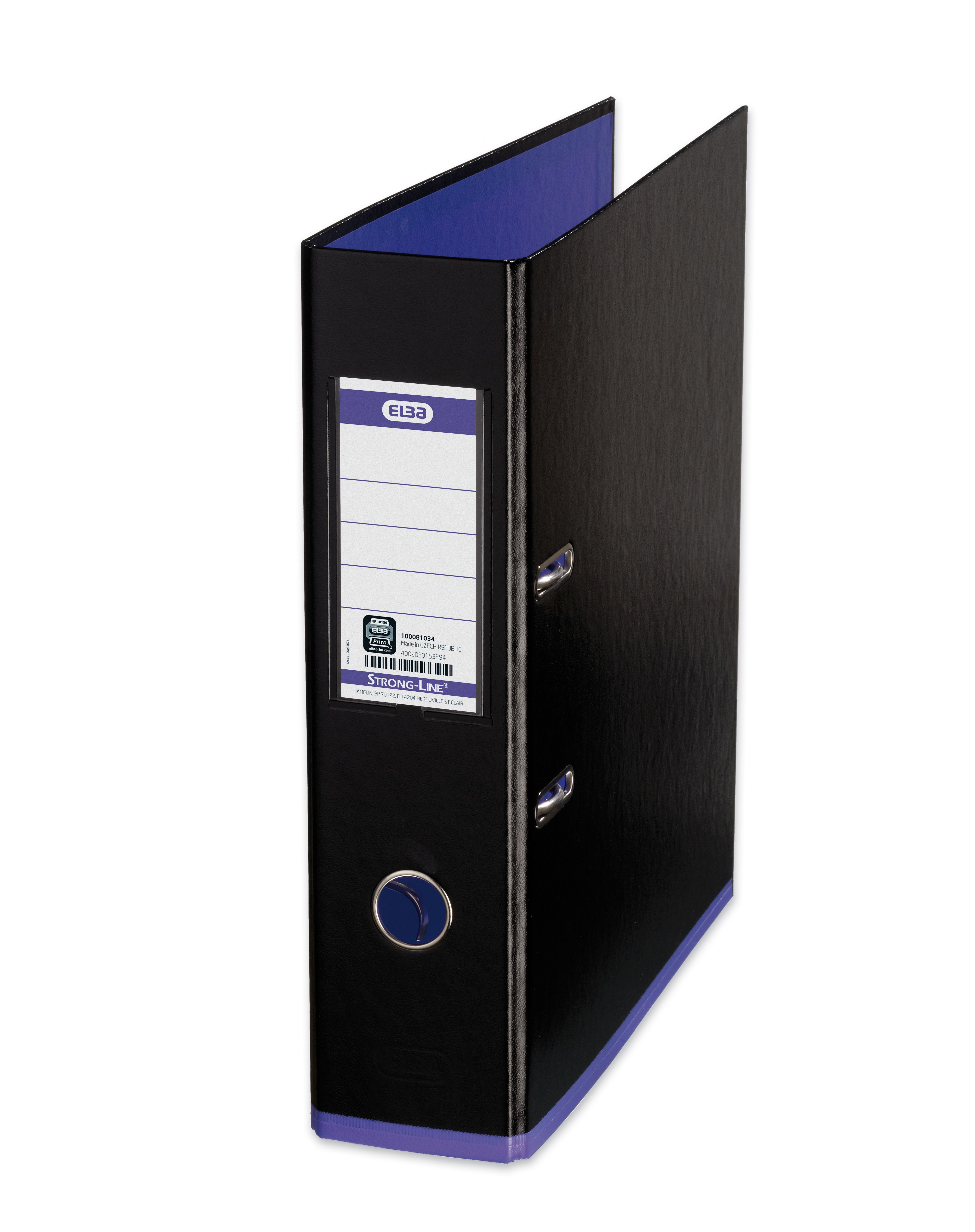 Elba MyColour Lever Arch File Polypropylene Capacity 80mm A4+ Black and Purple Ref 100081034 Elba MyColour Lever Arch File Polypropylene Capacity 80mm A4+ Black and Purple Ref 100081034
