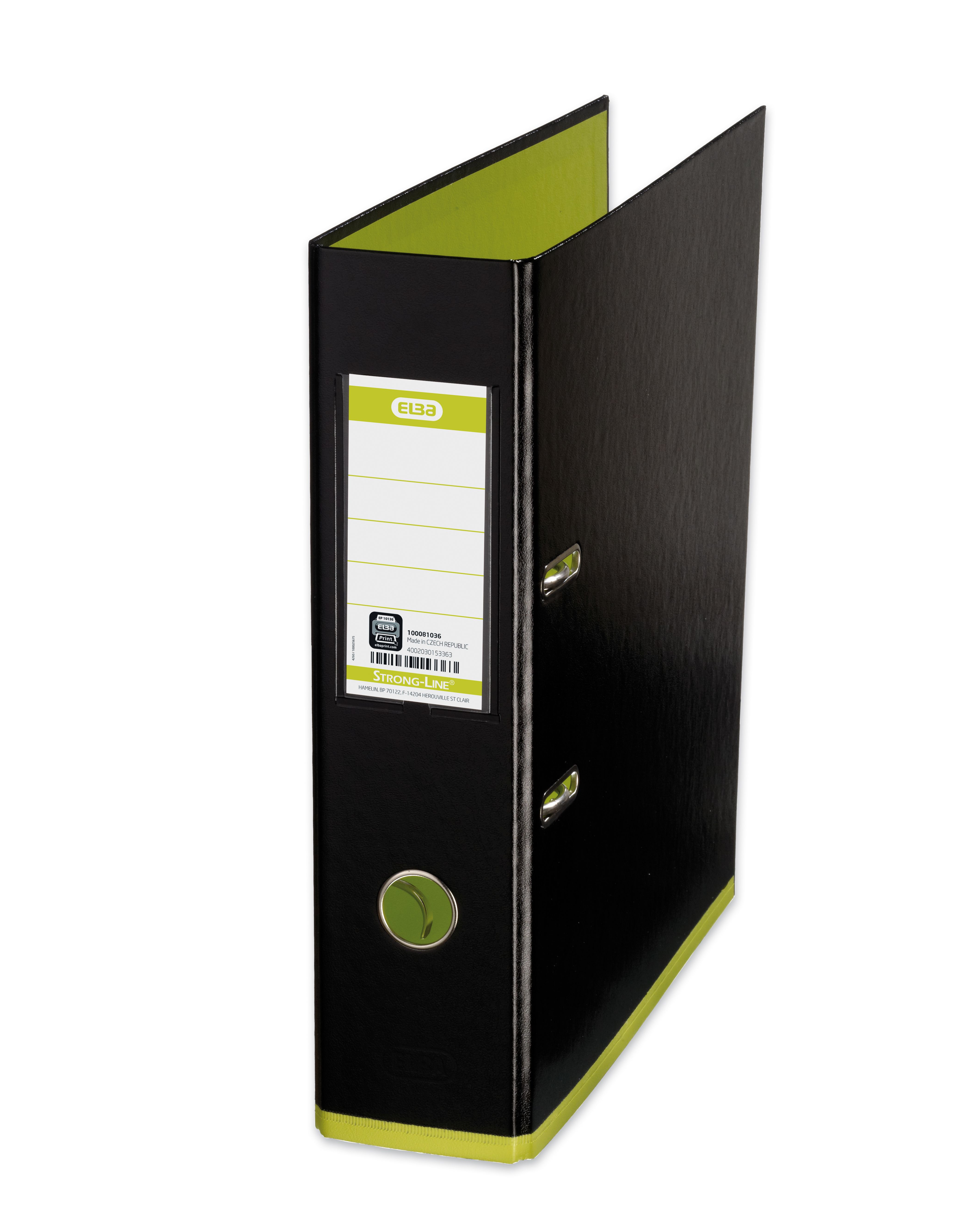 Elba MyColour A4 Black and Lime Lever Arch File 100081036 Elba MyColour A4 Black and Lime Lever Arch File 100081036