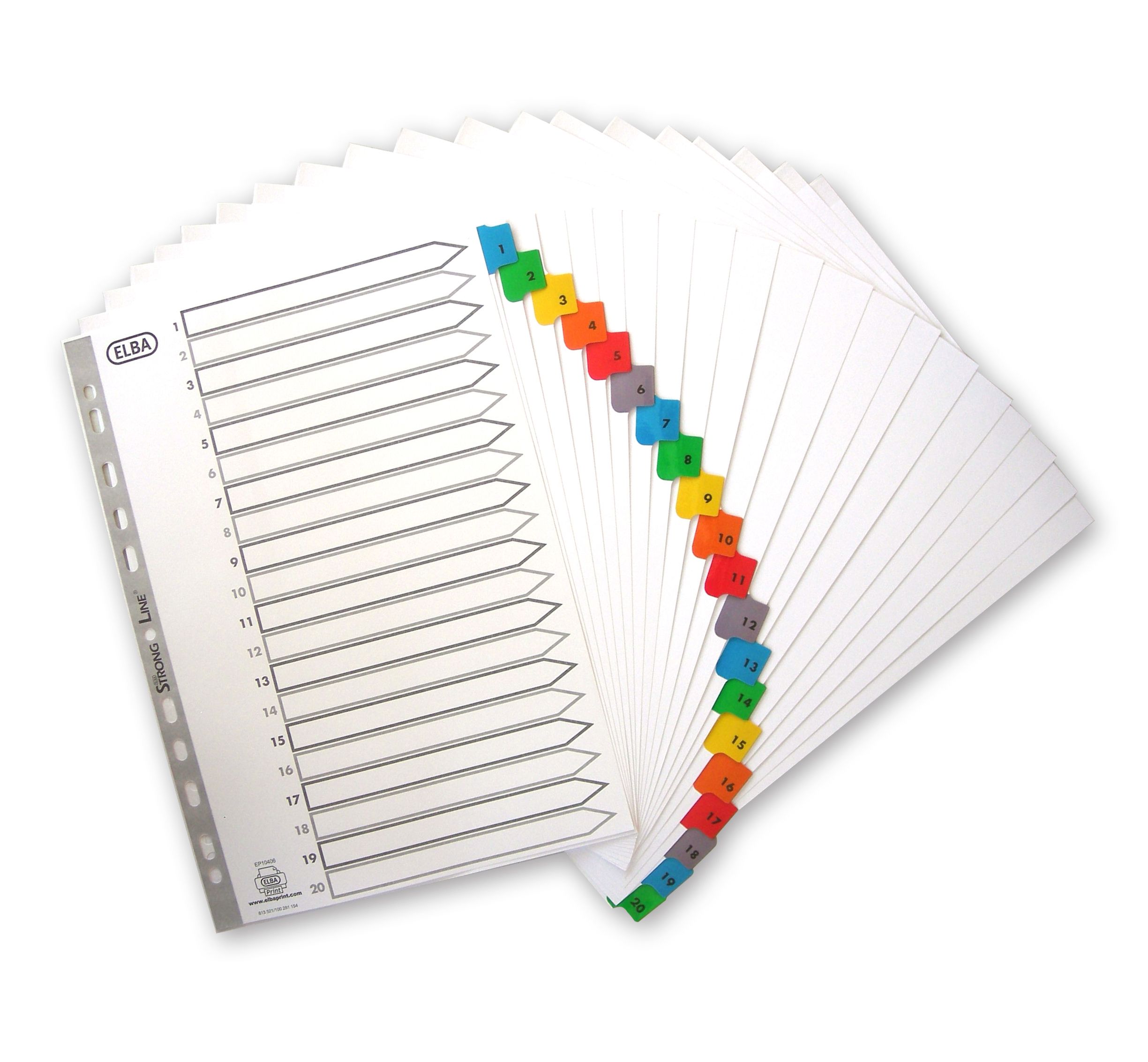 Elba+A4+Indices+With+Coloured+Plastic+Coated+Tabs+1-20