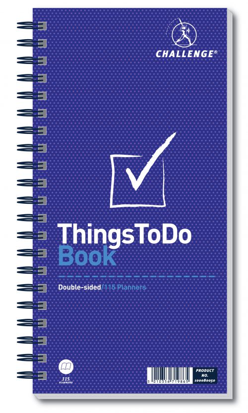 Challenge Planning Book Things to do Today Wirebound Perforated 115pp 280x141mm Ref 100080050