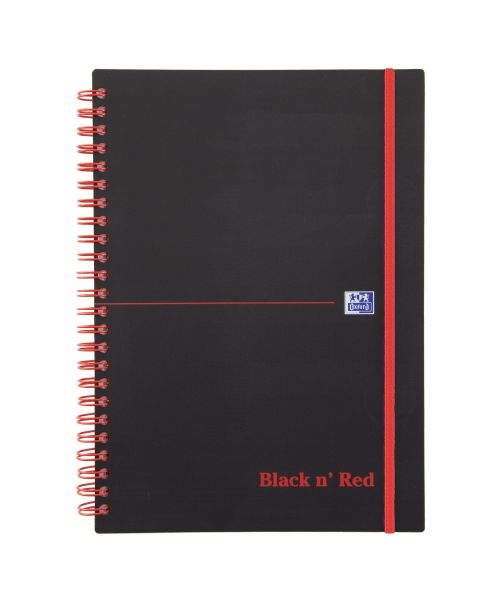 Black n Red A5 Wirebound Polypropylene Cover Notebook Ruled 140 Pages Black/​Red (Pack 5) - 100080140