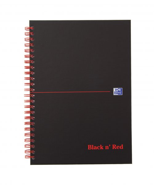 Black n Red Notebook Wirebound 90gsm Ruled and Perforated 140pp A5 Matt Black Ref 100080154 [Pack 5]