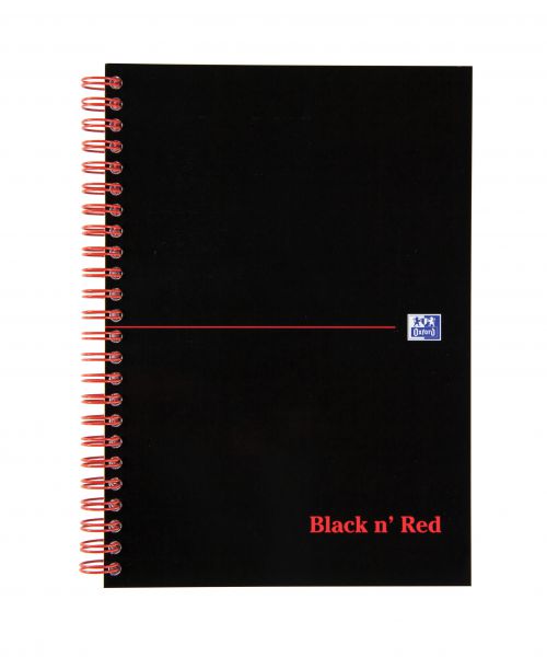 Black+n+Red+Notebook+Card+Cover+Wirebound+90gsm+Ruled+and+Perforated+100pp+A5+Ref+100080155+%5BPack+10%5D