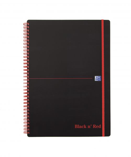 Black n Red A4 Wirebound Polypropylene Cover Notebook Ruled 140 Pages Black/​Red (Pack 5) - 100080166