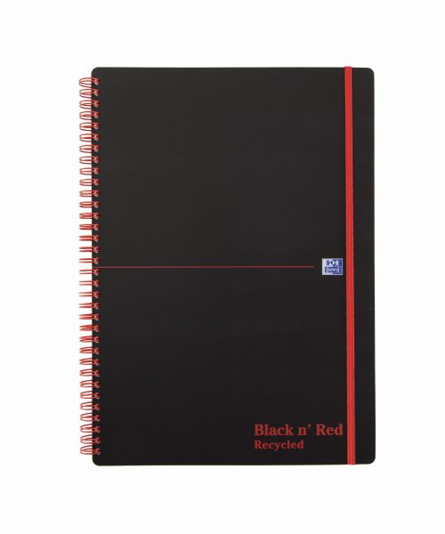 Black n Red A4 Wirebound Polypropylene Cover Notebook Recycled Ruled 140 Pages Black/​Red (Pack 5) - 100080167