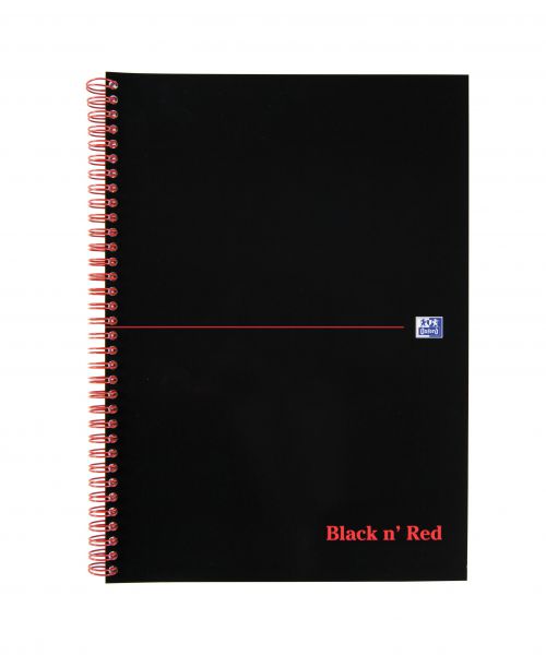 Black n Red A4 Wirebound Soft Cover Notebook Ruled 100 Pages Black/Red (Pack 10) - 100080174