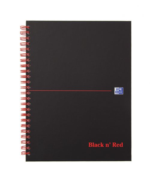 Black n Red A5+ Wirebound Hard Cover Notebook Ruled 140 Pages Matt Black/Red (Pack 5) - 100080192