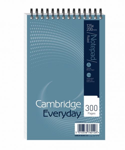 Cambridge Everyday Shorthand Pad Wbd 70gsm Ruled Perforated 300pp 125x200mm Blue Ref 100080210 [Pack 5]
