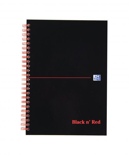 Black n Red A5 Wirebound Hard Cover Notebook Ruled 140 Pages Black/​Red (Pack 5) - 100080220