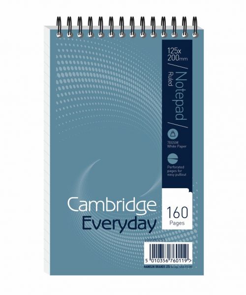 Cambridge+Everyday+Shorthand+Pad+Wbnd+70gsm+Ruled+Perforated+160pp+125x200mm+Blue+Ref+100080235+%5BPack+10%5D