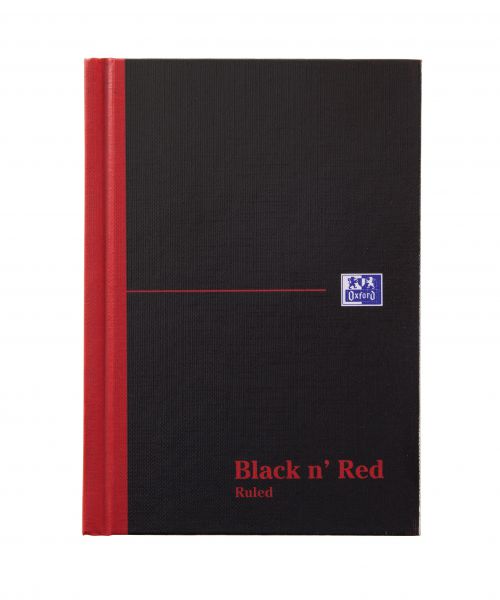 Black n Red A6 Casebound Hard Cover Notebook Ruled 192 Pages Black/​Red (Pack 5) - 100080429