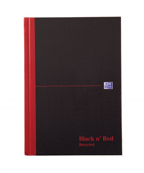 Black n Red Notebook Casebound 90gsm Ruled Recycled 192pp A5 Ref 100080430 [Pack 5]