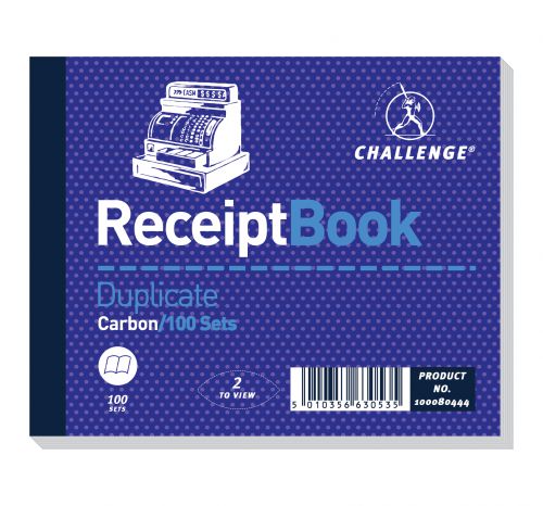 Duplicate Challenge 105x130mm Duplicate Receipt Book Carbon Taped Cloth Binding 100 Sets (Pack 5)