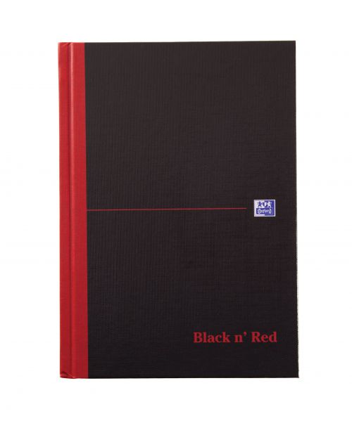 Ruled Black n Red A5 Casebound Hard Cover Notebook Ruled 192 Pages Black/Red (Pack 5)