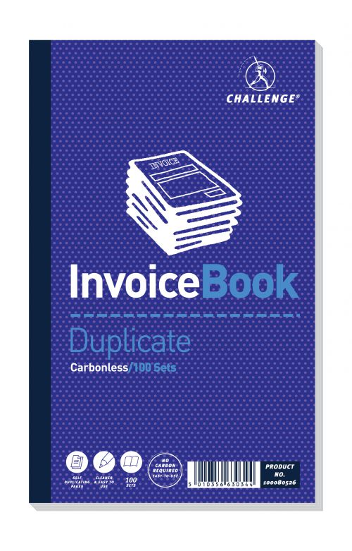 Challenge Duplicate Invoice Book 210x130mm Card Cover Without VAT 100 Sets Pack 5 100080526
