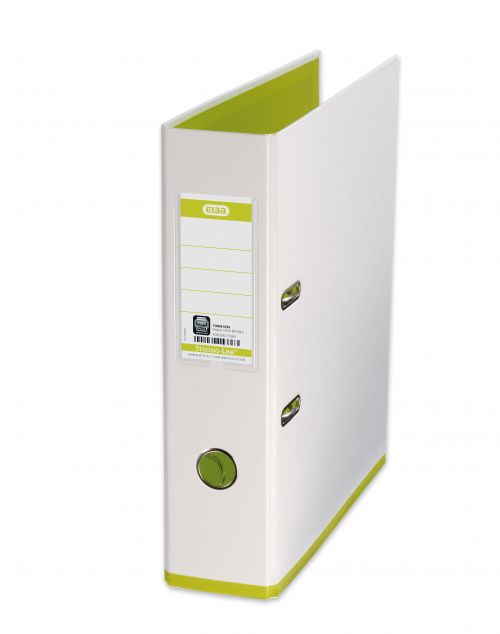 Oxford MyColour Lever Arch File Polypropylene Capacity 80mm A4Plus White & Lime Ref 100081032