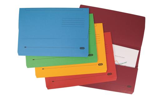 Elba Strongline Foolscap Bright Manilla Document Wallet Half Flap Heavyweight 320gsm 32mm Assorted Colours (Pack 25)