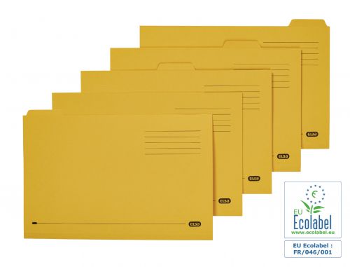 Elba Tabbed Folder Midweight 250gsm Foolscap Yellow (Pack of 100) 100090237