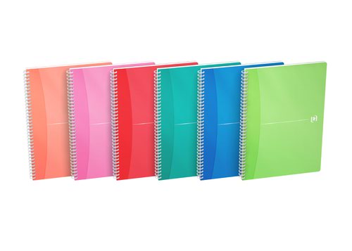 Oxford+A5+Wirebound+Polypropylene+Cover+Notebook+Ruled+180+Pages+Bright+Transparent+Assorted+Colours+%28Pack+5%29+-+100104780