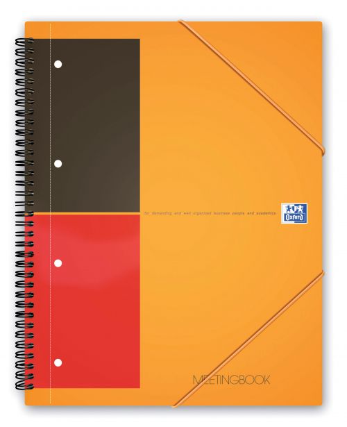 Spiral Note Books Oxford International Wirebound PP Meeting Book A4+ Perforated 4 Holes 160 Pages Orange 100104296