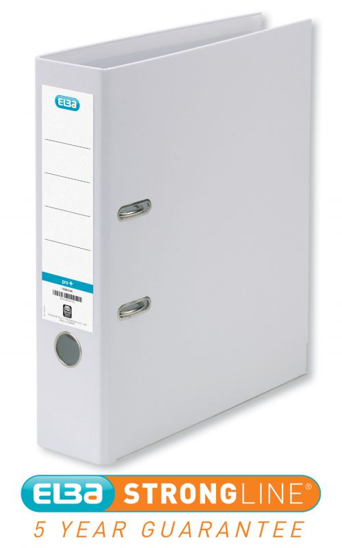 Elba Smart Pro+ Lever Arch File A4 80mm Spine Polypropylene White 100202160