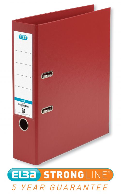 Elba Lever Arch File Polypropylene 70mm Spine A4 Red Ref 100202172 [Pack 10]