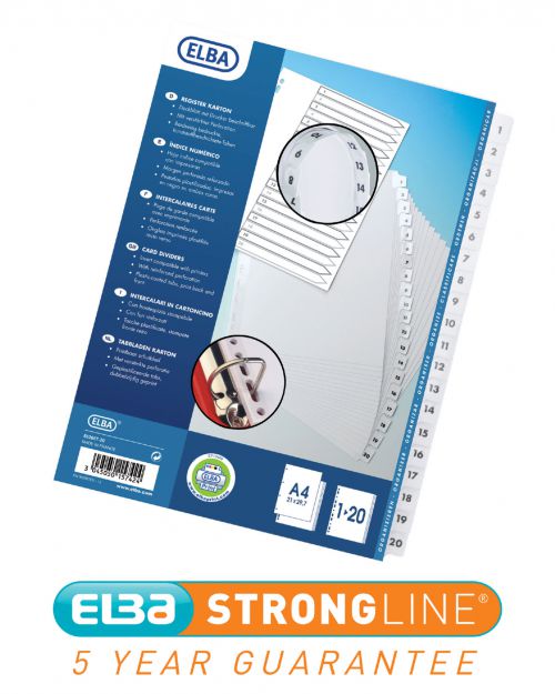 Elba+Index+1-20+Multipunched+Mylar-reinforced+Tabs+170gsm+A4+White+Ref+100204619