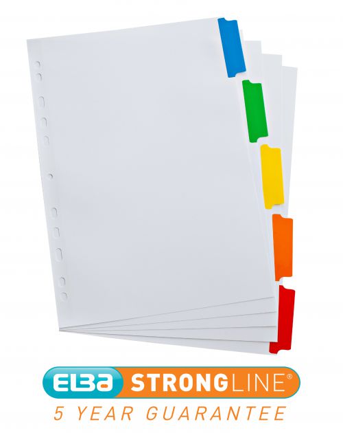 Elba+A4+Dividers+With+Coloured+Plastic+Coated+Tabs+5+Part