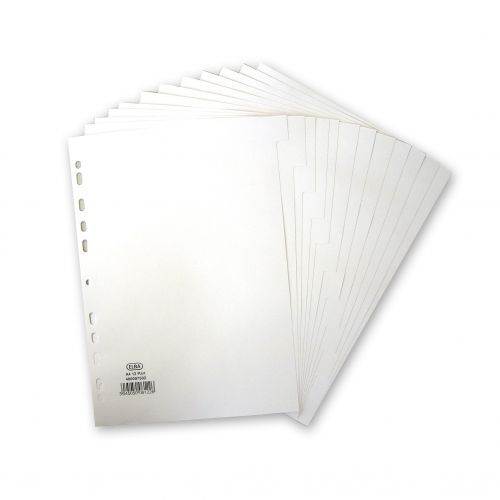 Elba+Subject+Dividers+12-Part+Card+Multipunched+160gsm+A4+White+Ref+400007502