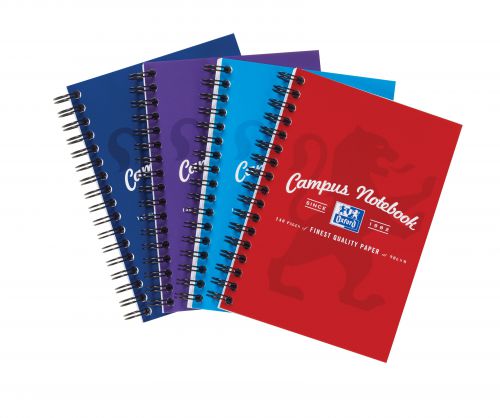 Oxford+Campus+Notebook+Wirebound+90gsm+Ruled+Perforated+140pp+A6+Assorted+Ref+400013923+%5BPack+10%5D