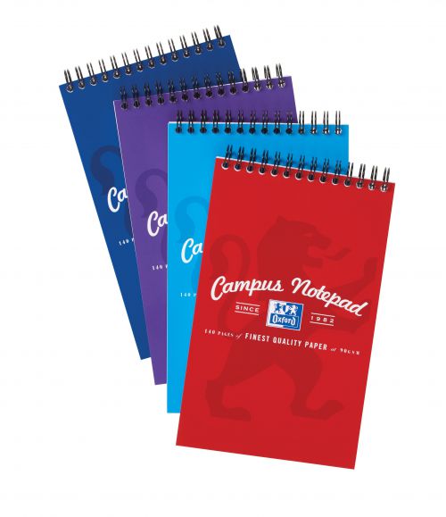 Oxford+Campus+Reporters+Notebook+90gsm+Ruled+Perforated+140pp+125x200mm+Assorted+Ref+400013924+%5BPack+10%5D