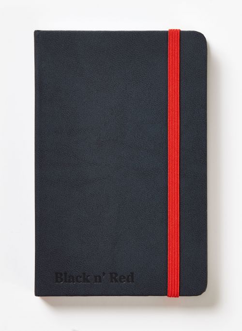 Ruled Black n Red Journal A6 Casebound Ruled 144 Pages Black With Red Elastic Strap 400033672