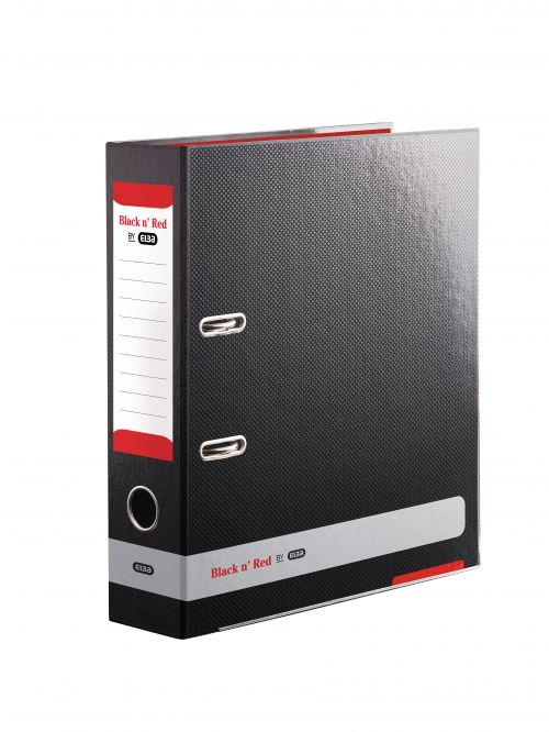 Black+n%26apos%3B+Red+A4+Lever+Arch+File+70mm+Spine+Paper+Over+Board+Black
