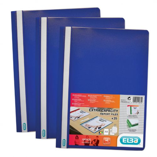 Elba+Report+Folder+Capacity+160+Sheets+Clear+Front+A4+Blue+Ref+400055030+%5BPack+50%5D