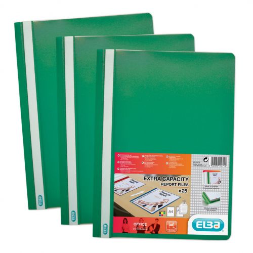 Elba+Report+Folder+Capacity+160+Sheets+Clear+Front+A4+Green+Ref+400055031+%5BPack+50%5D