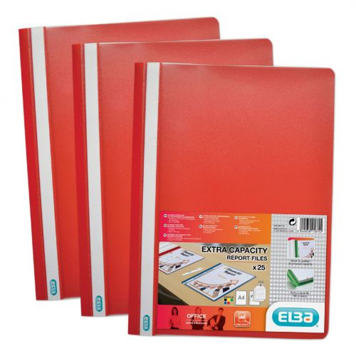 Elba Report Folder Capacity 160 Sheets Clear Front A4 Red Ref 400055034 [Pack 50]