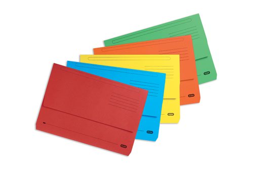 Document Wallets Elba Strongline Document Wallet Manilla Foolscap Half Flap 320gsm Assorted (Pack 25) 400155242