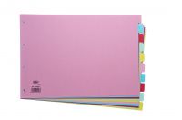 Elba Subject Dividers 10-Part Card Multipunched Recyclable 160gsm A3 Assorted Ref 100080772