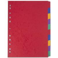 Elba Coloured Pressboard Dividers A4 Euro Punched 10 Part 400007513