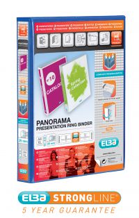 Elba Panorama 25mm 2 D-Ring Pres Binder A4 Blue (Pack of 6) 400008412