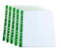 ValueX Punched Pocket A4 Glass Clear 50 micron Green Reinforcing Strip (Pack 100) - 8020614